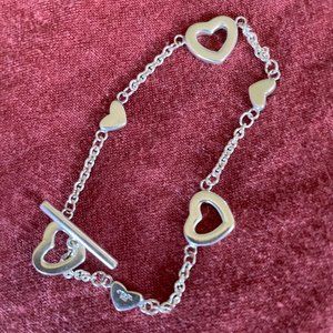Tiffany & Co Silver Heart Links Lariat Toggle Bracelet